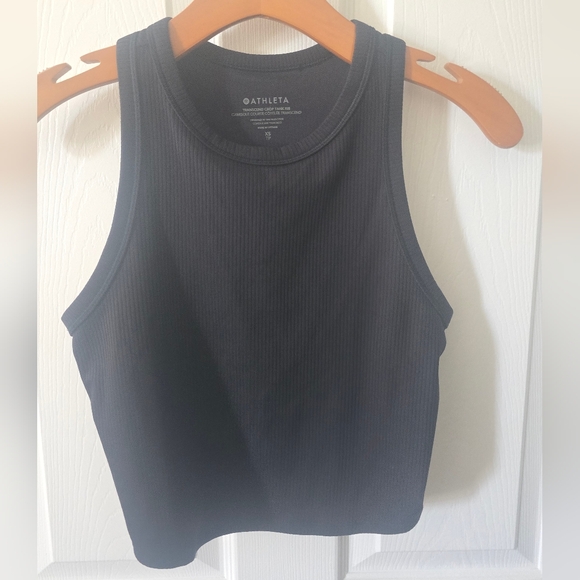 Athleta Tops - Athleta Black Ribbed High-Neck Cropped Tank